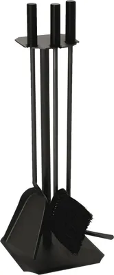 Produktbild von Kamingarnitur 3-tlg. schwarz mit Holzgriffen