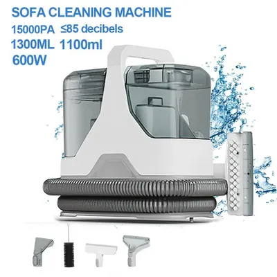 Image de Nettoyeur de tapis portable - Aspirateur à main 600W - Puissance d'aspiration de 15 kPa - Nettoyage à sec et humide - Réservoir d'eau propre de 1,3 L, réservoir d'eau sale de 1,1 L - Câble de 5 m - Idéal pour les canapés et les sièges de voiture