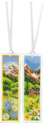 Immagine prodotto di Vervaco segnalibro per ricamo a punto croce "Almwiese" set di 2, schema di conteggio, 6x20cm
