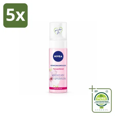 Productafbeelding van 5 x NIVEA Essentials Kalmerende Reinigingsmousse - voor droge en gevoelige huid - 150 ml - Voordeelverpakking - 5 stuks