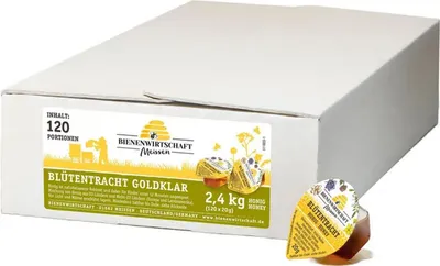 Produktbild von 120x BIENENWIRTSCHAFT MEIßEN Blütenhonig flüssig (feiner Honig , je Portionsbecher  20 g)