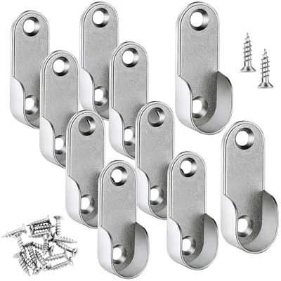 Produktbild von Kleiderstangenhalter - Set für 16 mm Stangen - Inklusive 20 Schrauben - 10 Stück