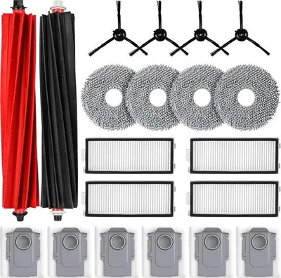 Produktbild von Accessoireset für Roboterstäubers, 2 Gummi-Bürsten, 6 Staubbeutel, 4 HEPA-Filter, 4 Reinigungstücher, 4 Seitenbürsten
