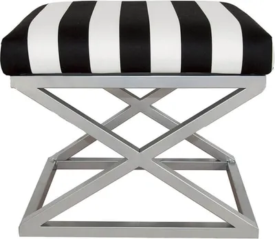 Produktbild von Hanah Home, Capraz - Silver, White, Fußhocker & -bänke, Sitzpuff, Silber, Polyester, 50 x 42 x 40 x  cm