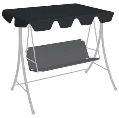 Produktbild von Ersatzdach für Hollywoodschaukel Sonnendach Ersatzbezug Schaukeldach Plane für Gartenschaukel und Sonnenliege wetterfestes Gewebe Schwarz 248 x 186 cm