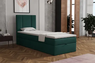 Produktbild von MR GROUP Boxspringbett Alta 70 x 200 cm Kinderbett, Jugendbett, Einzelbetten, Bett mit Stauraum, Polsterbett Matratze Topper H3 Schlafzimmer, grün