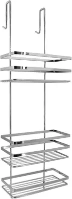 Image de Étagère de douche suspendue en acier inoxydable Benzoa® (77 cm) – Étagère de douche avec 3 paniers, rebord de 9 cm, antidérapante et avec porte-serviettes, chromée, sans perçage