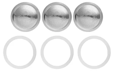Silikon-Dichtringe + Alu-Filter für 3-4 Tassen Kaffeekannen