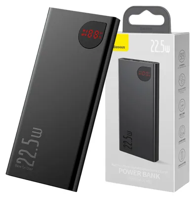 Immagine prodotto di Baseus Adaman Powerbank in metallo, 10000Mah, 2Xusb, Usb-C, Lightning, Microusb 22.5W (Czarny)