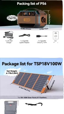 Obrázek produktu pro Přenosná napájecí stanice, 330W AC výstup, kompatibilní se solárními panely, P56 se 100W panelem