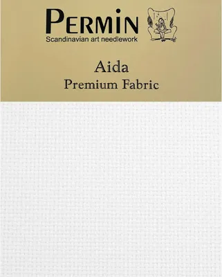 Zdjęcie produktu dla Permin Precut 16 ct. Aida 355 kolor 00 biały, materiał do haftu krzyżykowego 43x50 cm