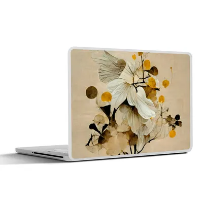 Produktbild von MuchoWow® Laptop Aufkleber Sticker Cover Blumen - Pflanzen - Gold - Vintage 30x22 cm - Laptop-Sticker