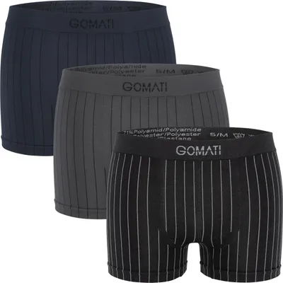 Produktbild von Gomati Herren Seamless Pants (3er Pack) Nahtlose Boxershorts aus Microfaser-Elasthan - Stripe-Mix M