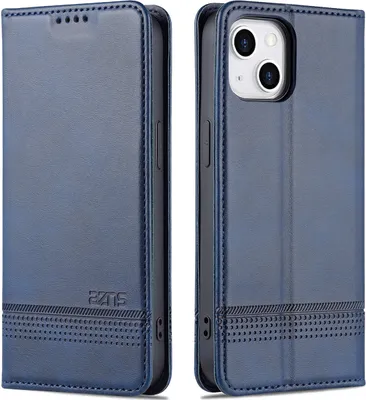 Immagine prodotto di Custodia per iPhone 14 Plus, portafoglio con chiusura magnetica e supporto, custodia flip in pelle blu