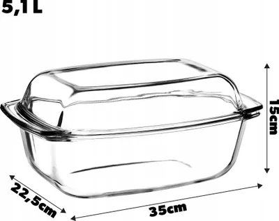 Image de KADAX plat à four en verre résistant à la chaleur "Backe", cocotte en verre avec couvercle, transparent, rectangulaire, 5.1L