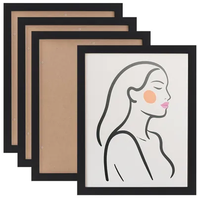 4er-Set Bilderrahmen 35,5x28,5 cm, schwarz, Holz, Acryl