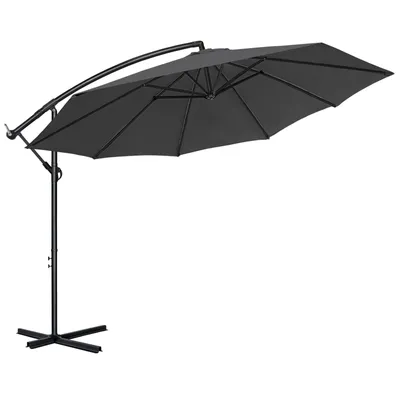 Produktbild von Sessamen-LP 350cm Alu Sonnenschirme Dunkelgrau mit kurbel - Höhenverstellbarer Balkonschirm Gartenschirm UV Schutz 40+ (350cm,Dunkelgrau)