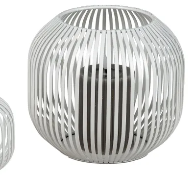 Produktbild von Windlicht Wili Stäbe in Kugelform H. 18cm weiß aus Metall Formano