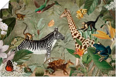 Produktbild von ARTland Poster Wilde Tiere im exotischen Regenwald Größe: 90x60 cm