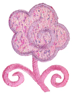 1 Applikation zum Aufbügeln, Aufnäher, Motiv Blume mit Glitter, rosa