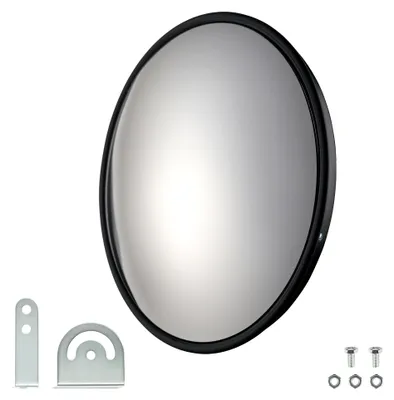 Zdjęcie produktu dla Lustro bezpieczeństwa Wiltec 60 cm, wypukłe, czarne, okrągłe lustro monitorujące o polu widzenia 160°, lustro wypukłe do zastosowań wewnętrznych