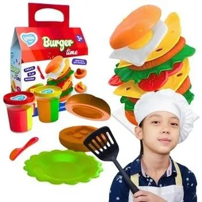Zdjęcie produktu dla Zestaw Plastelin Kucharz Hamburger Lekka Piankolina Burger Time Z Foremkami 41144