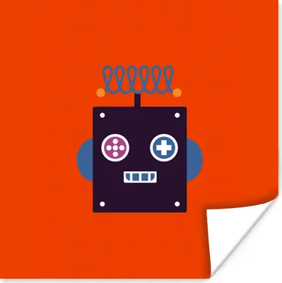 Produktbild von MuchoWow® Poster Roboter - Rot - Gesicht - Formen - Jungen - Kinder 50x50 cm - Wohnzimmerdekoration
