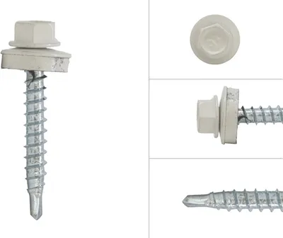 Produktbild von Bohrschrauben - Dachziegelschrauben Weiß Verzinkt 4,8 x 35 mm - 100 Stück