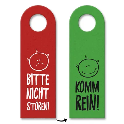 Produktbild von Nicht stören oder Komm rein Türhänger mit Gesichtern in Rot-Grün Besuch Gast Tür