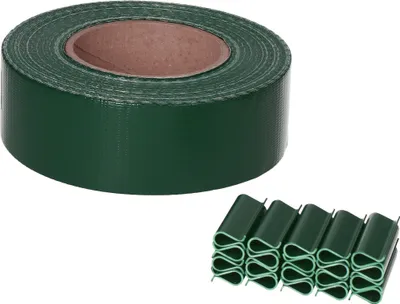 Produktbild von Sellon24® PVC Sichtschutzstreifen Doppelstabmatten Zaun 35m x 4,75 cm Grün 20 Befestigungsclips inkl. Sichtschutz Windschutz Garten Gartenzaun 450g/m²