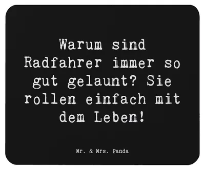 Produktbild von Mr. & Mrs. Panda Mauspad Spruch Radsport Glück - Schwarz - Geschenk, Teamsport, Abenteuer, Mouse Pad, Sportart, Mountainbiker, laptop mousepad, mousematte, Freiheit