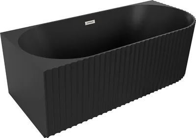 Zdjęcie produktu dla Mexen Gia wanna wolnostojąca narożna ryflowana lewa 150 x 75 cm, czarna mat, przelew nikiel szczotkowany - 52701507571L-97