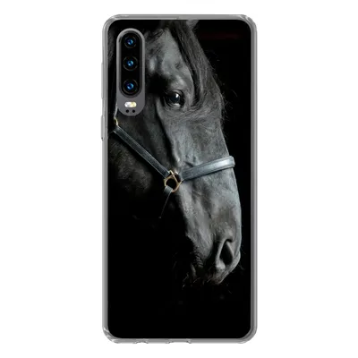 Produktbild von MuchoWow® Handyhülle Schutzhülle Hülle für Huawei P30 Pferd - Leicht - Schwarz Silikon Softcase Handy Hülle - Kartenbesitzer