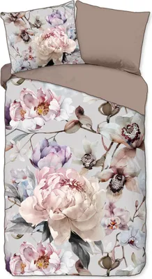 Zdjęcie produktu dla Descanso Bettbezug "flowers" - grau - (140x200/220 cm) - Baumwolle Satin