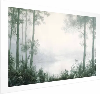 Produktbild von Posterpapier Poster - Forest and Pond in Patinated Green 60x40 cm Landschaften c-H-10025-ao-a