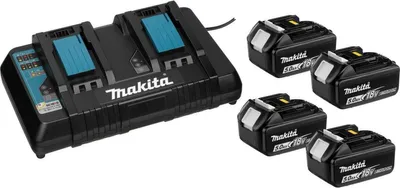 Produktbild von Makita 199483-0, Batterie- & Ladegerät-Set, Lithium-Ion (Li-Ion), 5 Ah, 18 V, Makita, 4 Stück(e)
