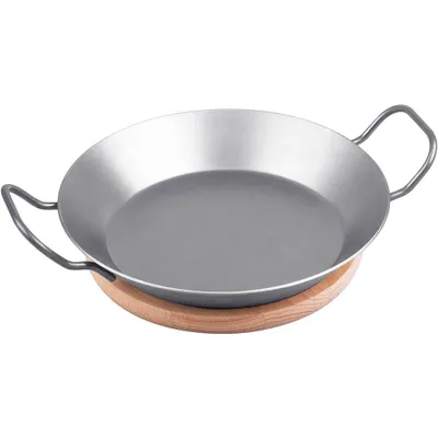 Produktbild von chg Servierpfanne mit Holzuntersetzer silber, 1 Set