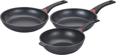 Produktbild von Pfannenset 3-teilig, Antihaftbeschichtung, Aluminiumguss, Alle Herdarten inklusive Induktion, Baumalu, Schwarz
