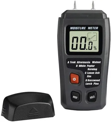 Image de Appareil de mesure de l'humidité du bois - Appareil de mesure de l'humidité pour le bois - Appareil de mesure de l'humidité du bois - Pour le bois, le bois de chauffage, les murs, le mortier, le béton et les matériaux similaires au bois - Noir