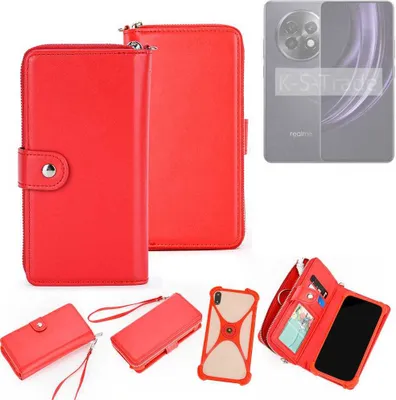 Produktbild von K-S-Trade 2in1 Schutzhülle Portemonnee Handyhülle mit Bumper kompatibel mit Realme 13 5G Hülle Case Etui Geldbörse Smartphone rot (1x)