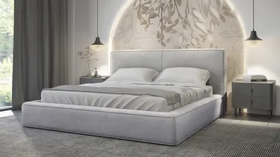 Obrázok produktu pre Čalúnená posteľ 140x200 cm Morin - Manželská posteľ z hrubej peny - Lamelový rošt a nožný rošt sú súčasťou balenia - Zamatová látka (svetlo sivá - Amor Velvet 4318)