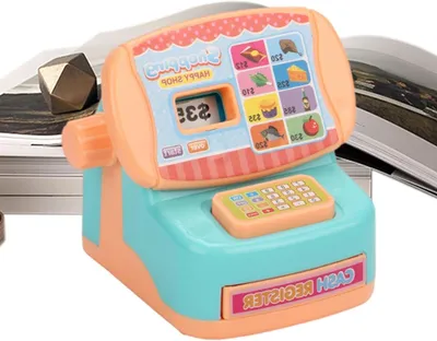 Productafbeelding van Speelgoed Rekenmachine - Kassa Speelgoed - Rollenspel - Realistisch Ontwerp - 10 x 10 x 7 cm - Oranje