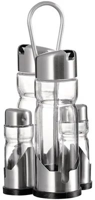 Menageset Basic 5-teilig, Glas/Edelstahl, silber