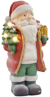 Produktbild von Weihnachtsmannfigur mit Baum und Geschenk 3 warmweiße LEDs