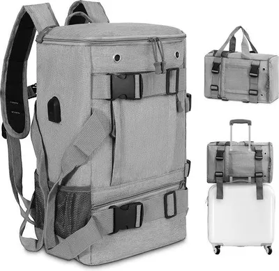 Obrázek produktu pro Uniqoos® Batoh do letadla, vhodný pro Ryanair, rozměry 40 x 20 x 25 cm, objem 20 litrů – lehký cestovní batoh 3 v 1 s přihrádkou na notebook, popruhy na nošení a popruh pro upevnění na vozík