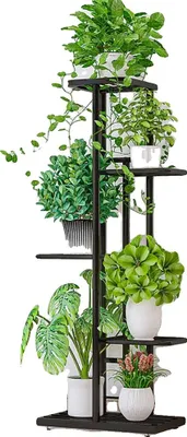Immagine prodotto di Supporto per piante, 5 livelli, design salvaspazio, grigio scuro