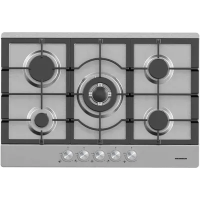Produktbild von Heinner HBH-M705IWFIX Einbau-Gasherd 75 cm, 5 Brenner, Wok, Zündung, Sicherheitsvorrichtung, Edelstahl