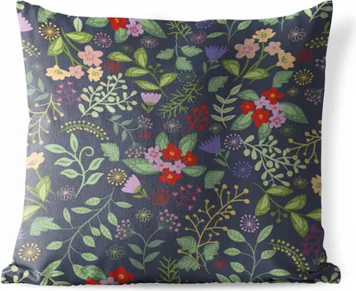 Produktbild von MuchoWow® Outdoor Kissen - Eine florale Illustration mit viel Farbe - 50x50 cm - Wetterfest - Lounge Kissen - Komfortabel - Kissen mit Bild