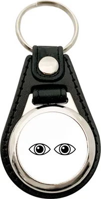 Produktbild von Huuraa Schlüsselanhänger Augen Eyes Metall mit Kunstleder Schlüsselring Einkaufswagenchip Geschenkidee