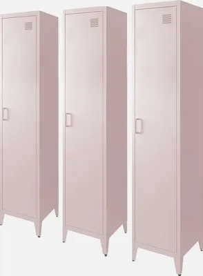 Produktbild von sweeek - 3er-Set industrielle Kleiderschränke aus Stahl mit 4 Ablageflächen - Rosa